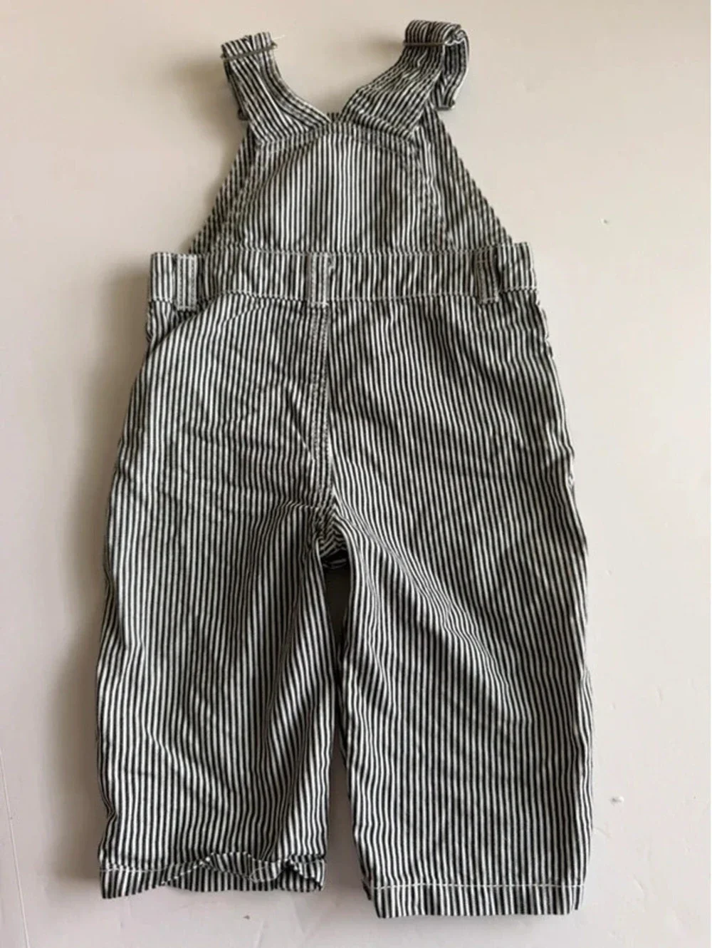 Black White Railroad Stripe Treasure Hunter Overalls 6M